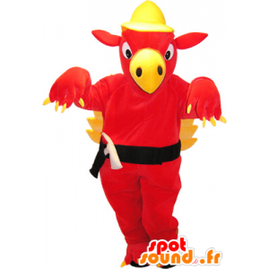 Mascotte de dragon géant rouge et jaune - MASFR032564 - Mascotte de dragon