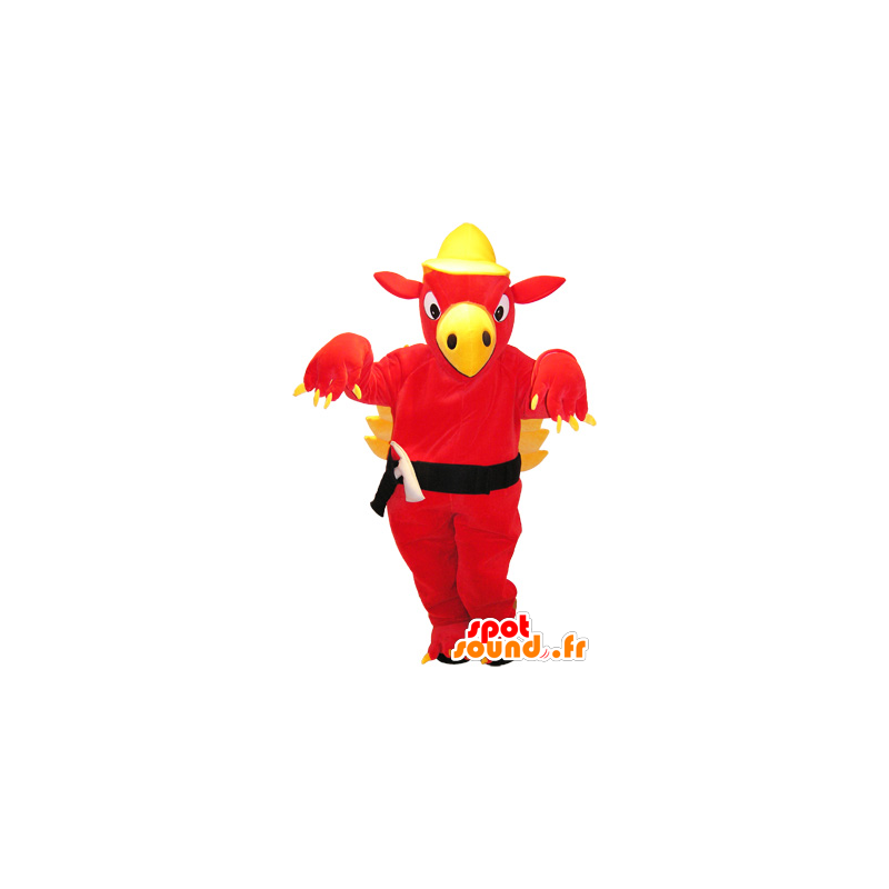 Czerwony i żółty smok olbrzym maskotka - MASFR032564 - smok Mascot