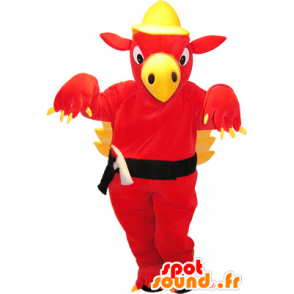 Gigante rosso e giallo drago mascotte - MASFR032564 - Mascotte drago