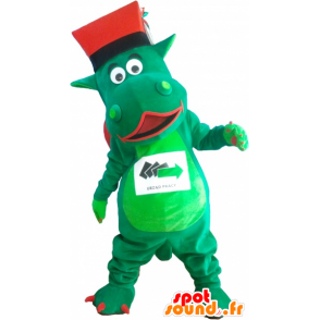 Gigant zielony dinozaur maskotka z kapelusza - MASFR032565 - dinozaur Mascot