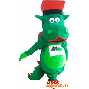 Gigant zielony dinozaur maskotka z kapelusza - MASFR032565 - dinozaur Mascot