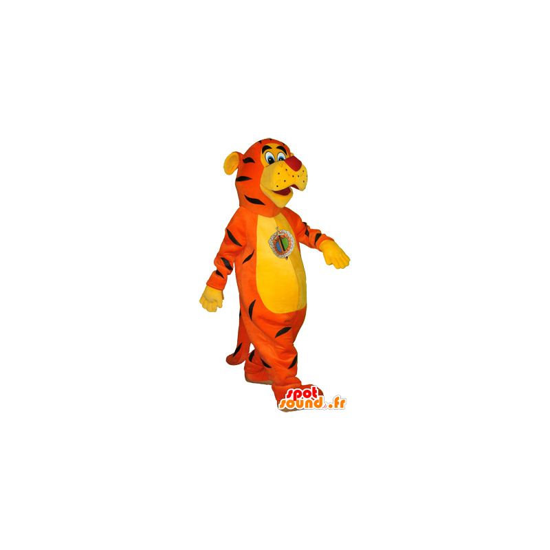 Orange tiger mascot realistic, yellow and black - MASFR032567 - Tiger mascots