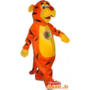 Arancione della mascotte della tigre realistica, giallo e nero - MASFR032567 - Mascotte tigre