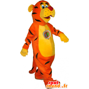 Mascotte de tigre réaliste orange, jaune et noir - MASFR032567 - Mascottes Tigre