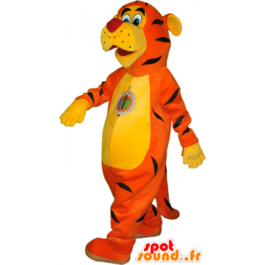 Arancione della mascotte della tigre realistica, giallo e nero - MASFR032567 - Mascotte tigre
