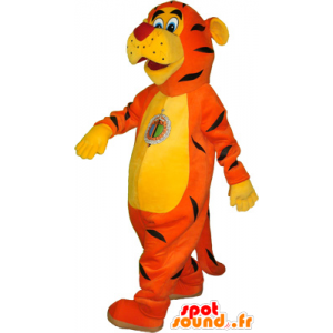 Mascotte de tigre réaliste orange, jaune et noir - MASFR032567 - Mascottes Tigre