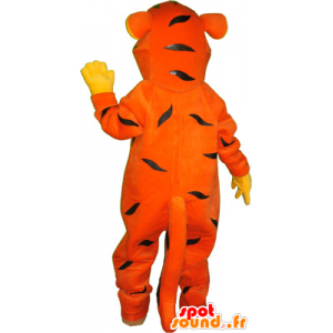 Orange Tiger-Maskottchen realistisch, gelb und schwarz - MASFR032567 - Tiger Maskottchen