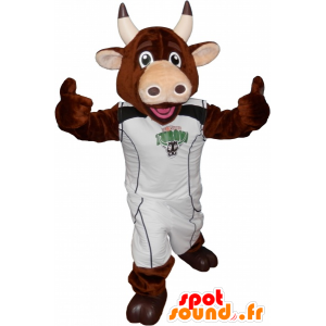 Mascotte de vache marron avec une tenue sportive - MASFR032570 - Mascotte sportives