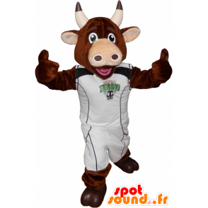 Brown cow mascot with a sporty outfit - MASFR032570 - Sports mascot