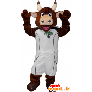 Brown cow mascot with a sporty outfit - MASFR032570 - Sports mascot