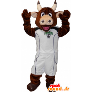 Mascote vaca castanho com sportswear - MASFR032570 - mascote esportes