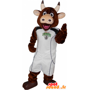 Braune Kuh-Maskottchen mit einem sportlichen Outfit - MASFR032570 - Sport-Maskottchen