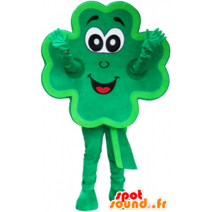 Klaver mascotte tot 4 groene bladeren lachend - MASFR032571 - mascottes planten