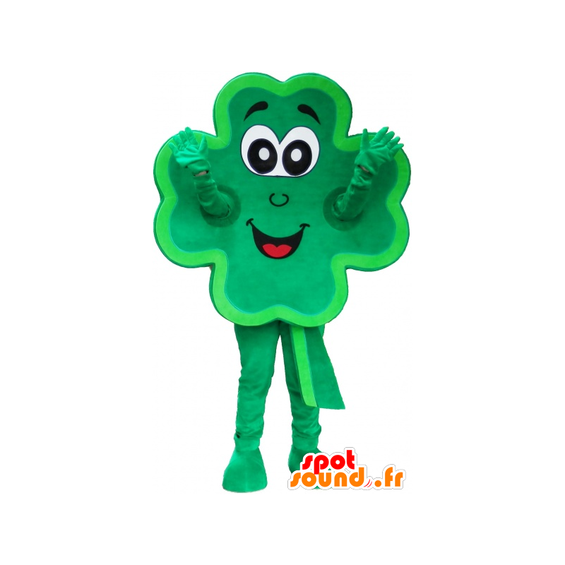 Klaver mascotte tot 4 groene bladeren lachend - MASFR032571 - mascottes planten