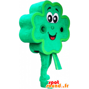 Clover mascot to 4 green leaves smiling - MASFR032571 - Mascots of plants