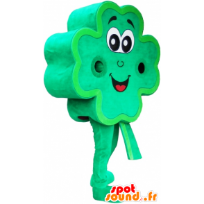 Klaver mascotte tot 4 groene bladeren lachend - MASFR032571 - mascottes planten