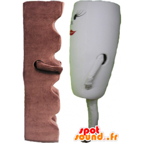 Barre de chocolat et une grosse goutte de lait, 2 mascottes - MASFR032572 - Mascottes Fast-Food