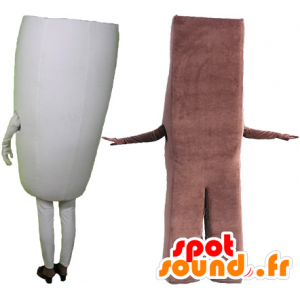 Barre de chocolat et une grosse goutte de lait, 2 mascottes - MASFR032572 - Mascottes Fast-Food