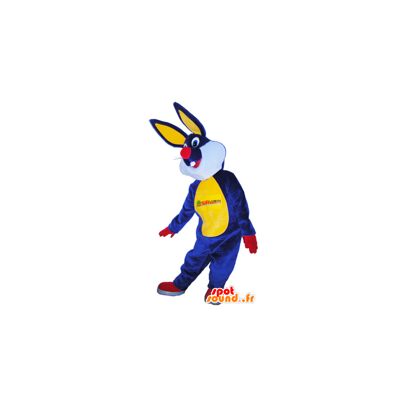 Mascotte de lapin en peluche bleu et jaune - MASFR032575 - Mascotte de lapins