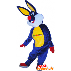 Mascote coelho de pelúcia azul e amarelo - MASFR032575 - coelhos mascote