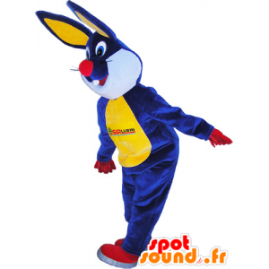 Pluche konijn mascotte blauw en geel - MASFR032575 - Mascot konijnen