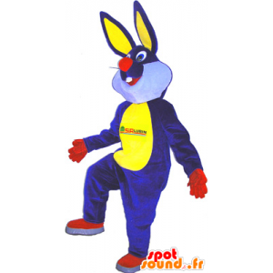 Peluche della mascotte del coniglio blu e giallo - MASFR032575 - Mascotte coniglio