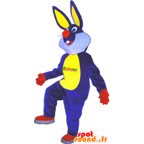 Mascotte de lapin en peluche bleu et jaune - MASFR032575 - Mascotte de lapins