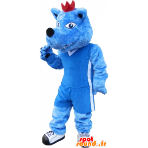 Mascotte de chien bleu et blanc. Mascotte d'animal bleu - MASFR032576 - Mascottes de chien