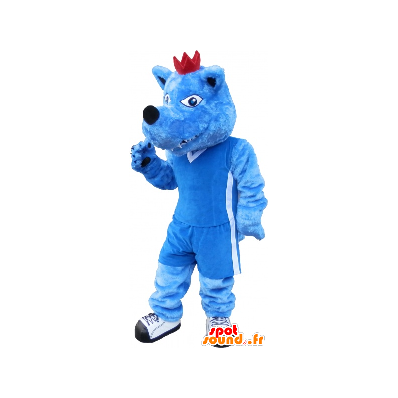 Mascotte de chien bleu et blanc. Mascotte d'animal bleu - MASFR032576 - Mascottes de chien