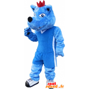 Blaue und weiße Hund Maskottchen. blau Tier Maskottchen - MASFR032576 - Hund-Maskottchen