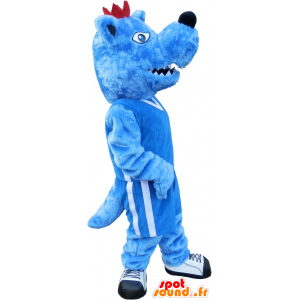 Blue and white dog mascot. blue animal mascot - MASFR032576 - Dog mascots