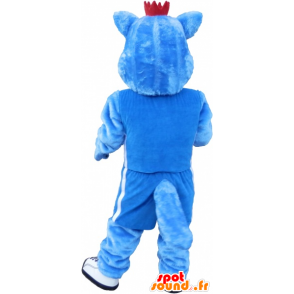 Mascotte de chien bleu et blanc. Mascotte d'animal bleu - MASFR032576 - Mascottes de chien