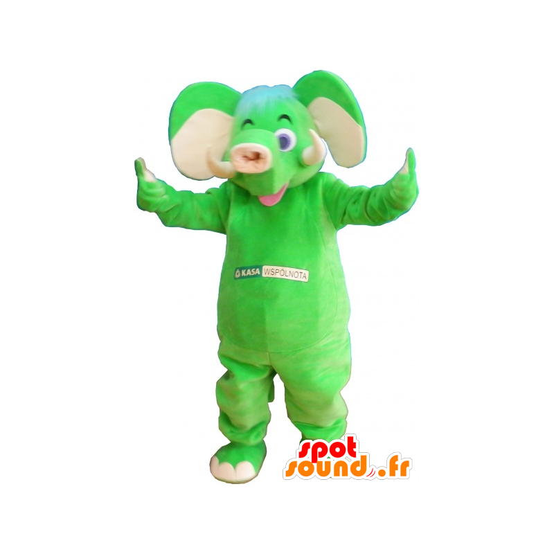 Verde elefante mascotte appariscente - MASFR032577 - Mascotte elefante