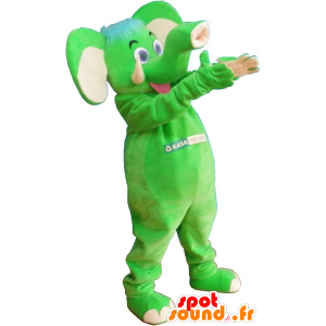 Mascotte d'éléphant vert flashy - MASFR032577 - Mascottes Elephant