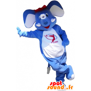 Blå elefant maskot med rødt hår - MASFR032578 - Elephant Mascot