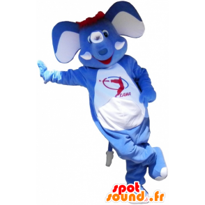 Elefante mascotte blu con i capelli rossi - MASFR032578 - Mascotte elefante