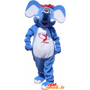 Azul elefante mascote com cabelo vermelho - MASFR032578 - Elephant Mascot