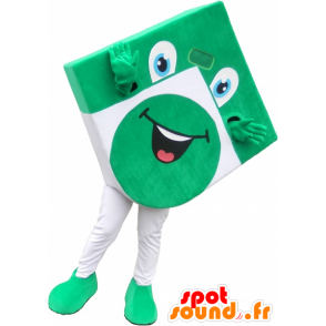 Green and white square mascot to look fun - MASFR032580 - Mascots of objects