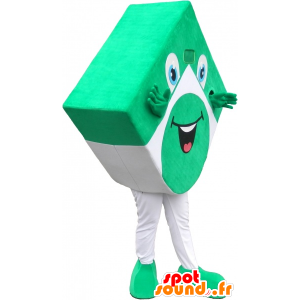 Groene en witte vierkante mascotte om plezier te kijken - MASFR032580 - mascottes objecten