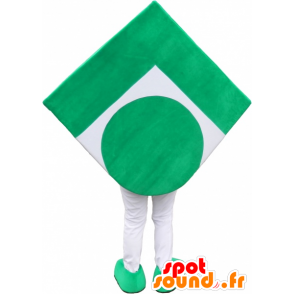 Mascote quadrado verde e branco de olhar divertido - MASFR032580 - objetos mascotes