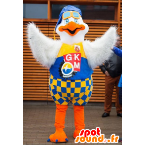 Mascotte de goéland, d'oiseau aviateur coloré - MASFR032581 - Mascottes de l'océan