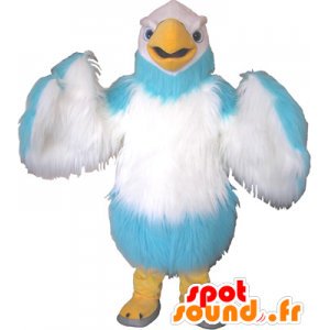 Vogel Maskottchen Riese weiß, blau und gelb - MASFR032583 - Maskottchen der Vögel