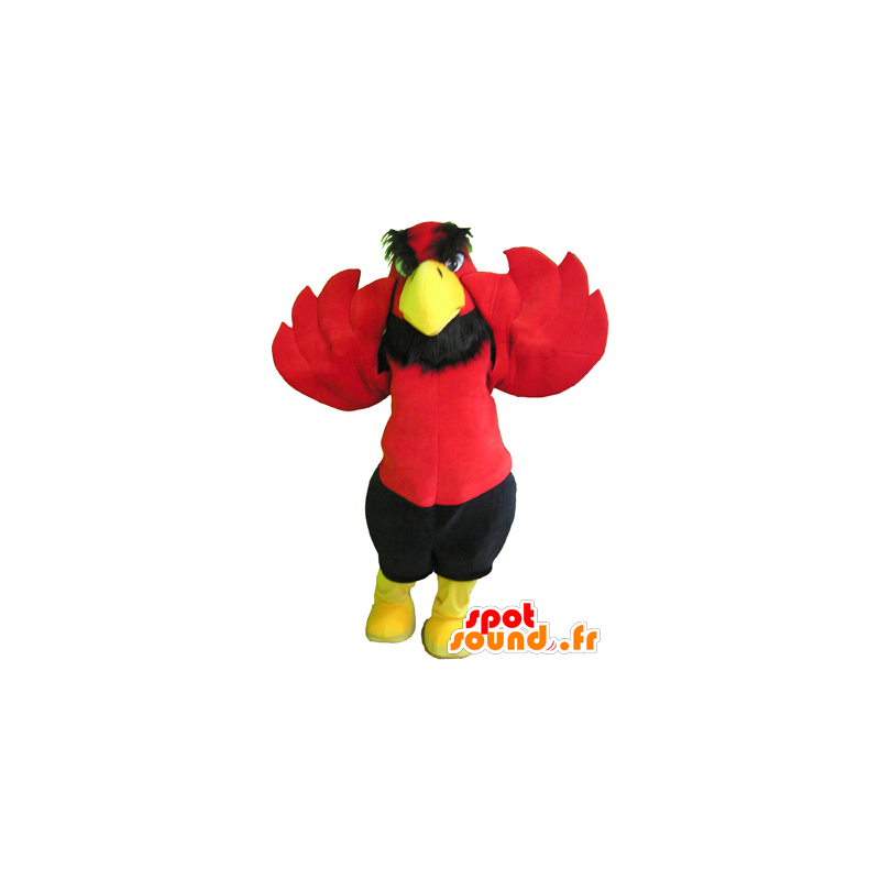 La mascota del águila roja y amarilla con pantalones cortos negros - MASFR032584 - Mascota de aves