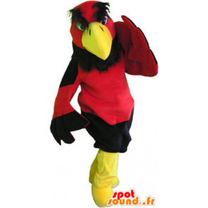 Röd och gul örnmaskot med svarta shorts - Spotsound maskot