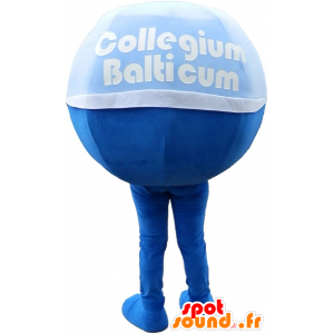 Azul mascote e uma bola branca. cabeça redonda Mascot - MASFR032587 - mascote esportes