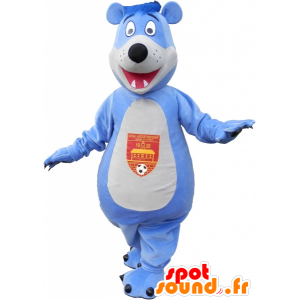 Blue and white teddy mascot - MASFR032588 - Bear mascot