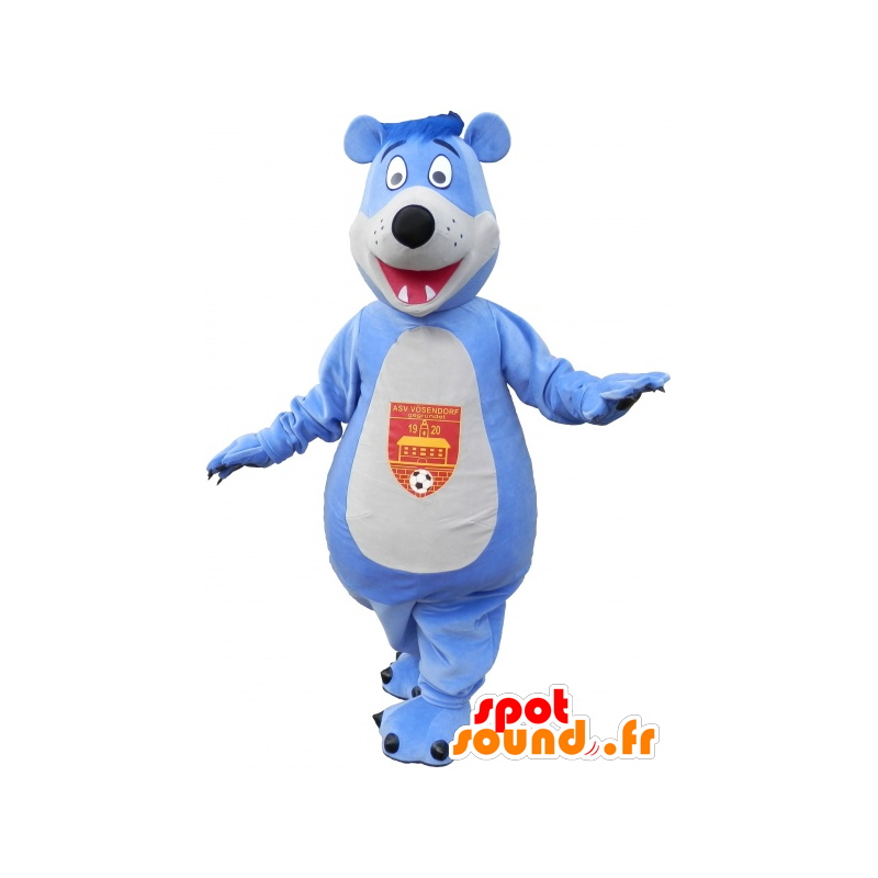 Blue and white teddy mascot - MASFR032588 - Bear mascot