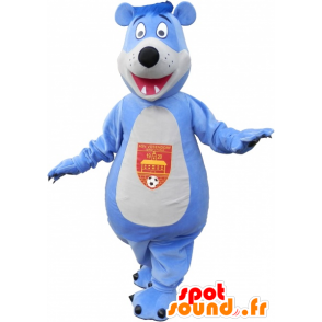 Blue and white teddy mascot - MASFR032588 - Bear mascot