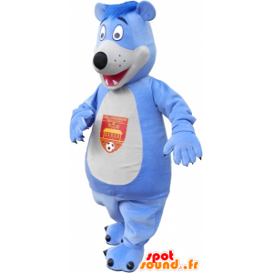 Blue and white teddy mascot - MASFR032588 - Bear mascot