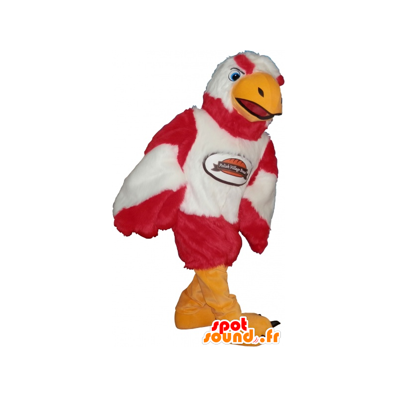 Mascotte d'aigle rouge blanc et orange impressionnant - MASFR032591 - Mascotte d'oiseaux